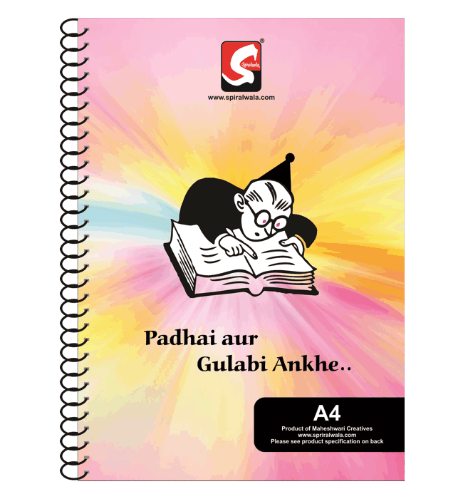 Overtime A4 spiral notebook with 'Padhai aur Gulabi Ankhe..' cover – Spiralwala