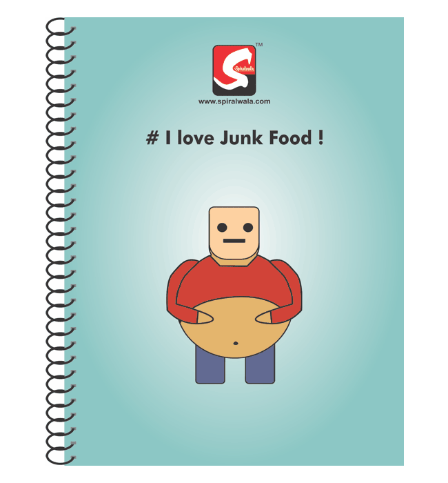 Food Lover A4 spiral notebook with '#I love Junk Food!' cover – Spiralwala