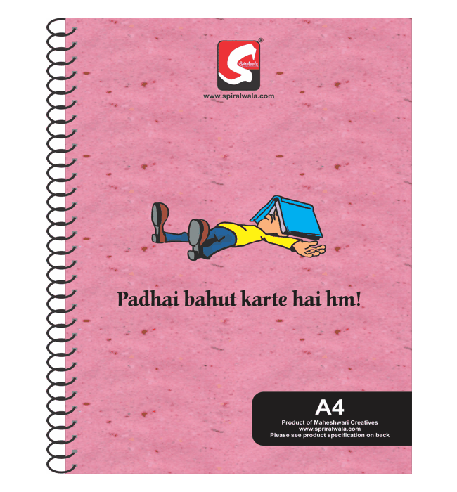 Study Time A4 spiral notebook with 'Padhai bahut karte hai hm!' cover – Spiralwala