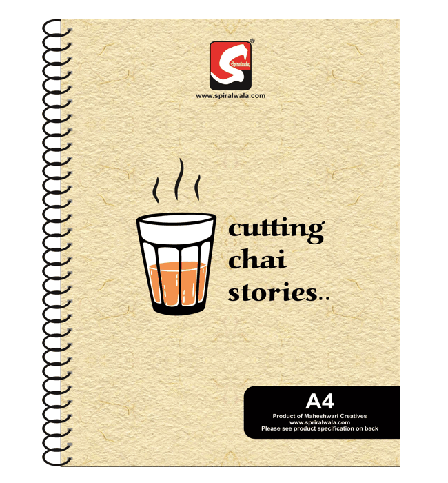 Cutting Chai A4 spiral notebook with 'cutting chai stories..' cover – Spiralwala
