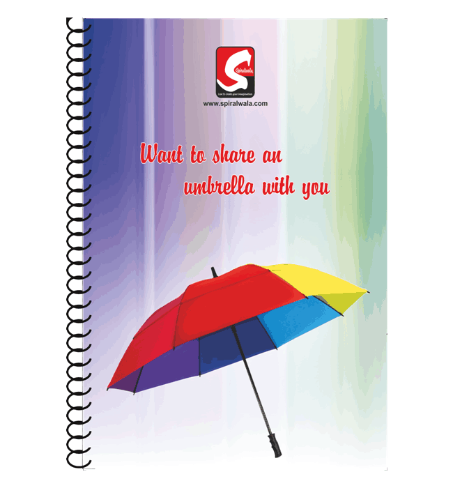 Umbrella A4 spiral notebook with 'Want to share an umbrella with you' cover – Spiralwala