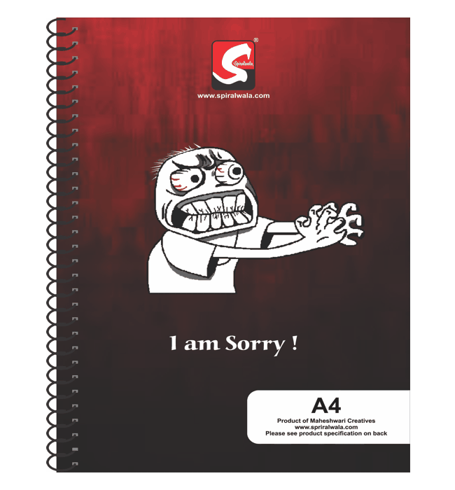 Sorry A4 spiral notebook with 'I am Sorry!' cover – Spiralwala